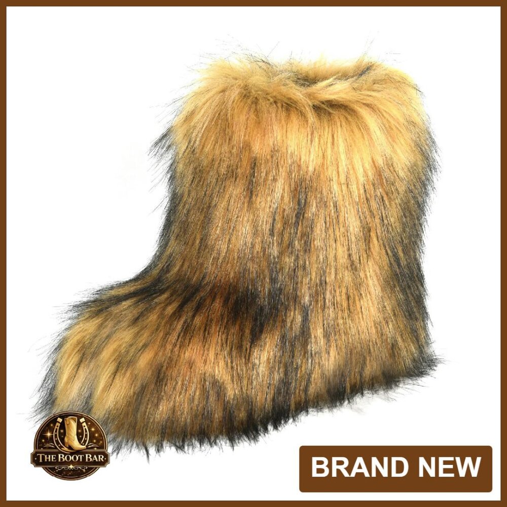 Women's Mid-Calf Faux Fur Snow Boots, Warm Plush Flat Heel Winter Booties